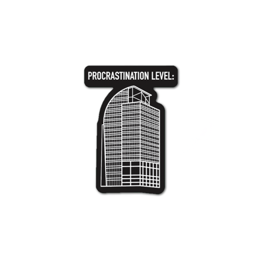Procrastination Level Sticker